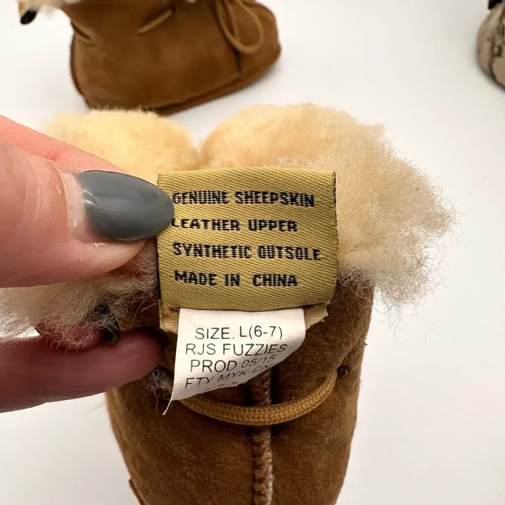 RJS Fuzzies Baby Sz: L 6-7 Sheepskin Leather Comfort Slip On booties boots